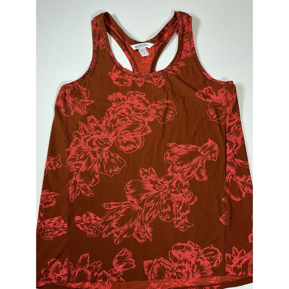 Athleta Ultimate Scoop Tank Astral Bloom Brown Pink Floral Size M